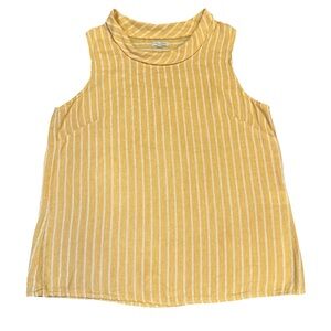 Lina Tomei Made in Italy Striped Linen Sleeveless‎ Blouse Top Size L